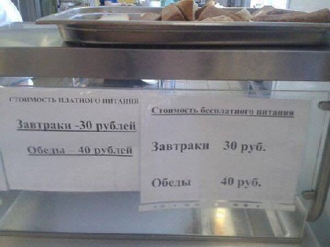 3) 2 СТОИМОСТЬ ПИТАНИЯ Стоимость беспла тного питания Стоимость бесплатного питания Завтраки -30 рублей 40 рублей Завтраки Обеды 40 руб. 2
