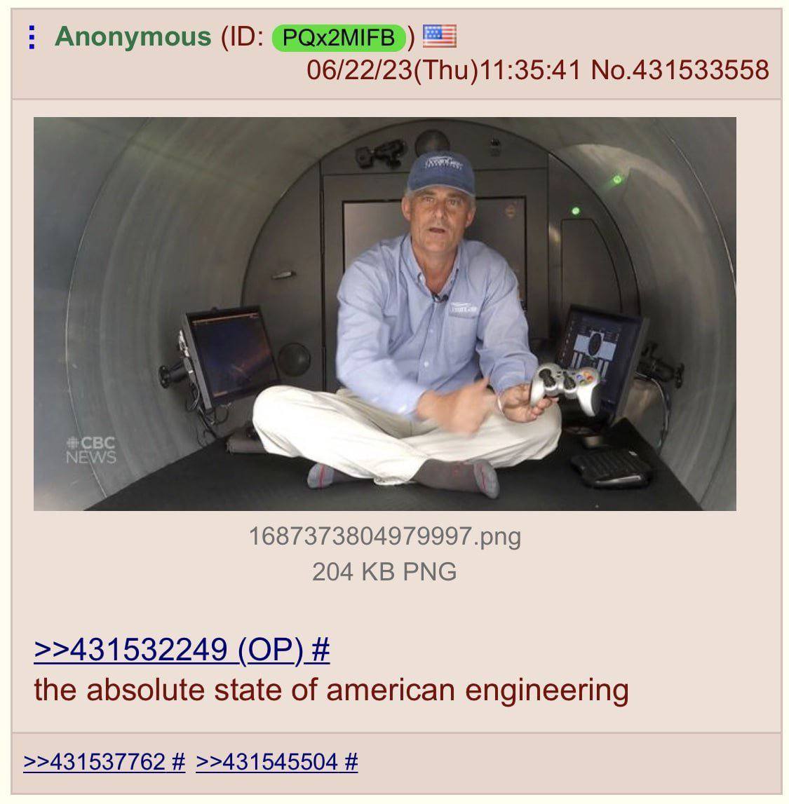 Anonymous 06/22/23(Thu)11:35:41 No.431533558 4 #CBC NEWS 1687373804979997.png 204 PNG >>431532249 the absolute state of american engineering >>431537762 >>431545504