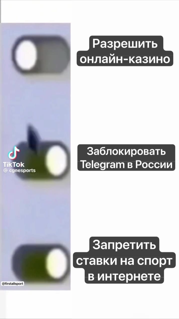 Разрешить онлайн-казино Заблокировать ток Telegram в России Запретить ставки на спорт № в интернете unl в интернете
