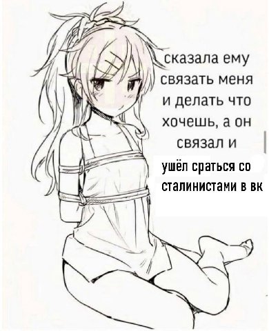 Я ему связать меня и делать что хочешь, а он связал и ушёл сраться и сталинистами в