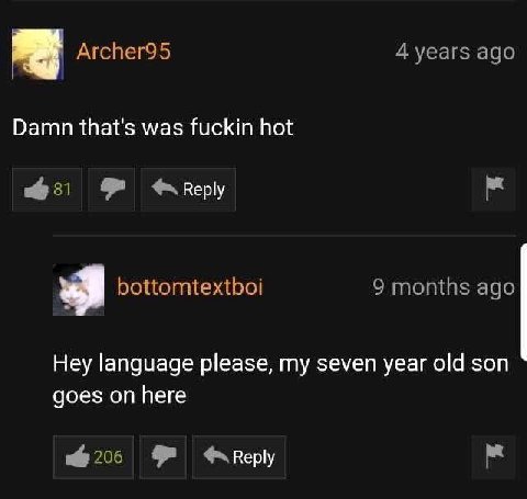 Archer95 4 years ago Damn that's was fuckin hot Reply 9 months ago bottomtextboi Hey language please, my seven year old son goes on here 206