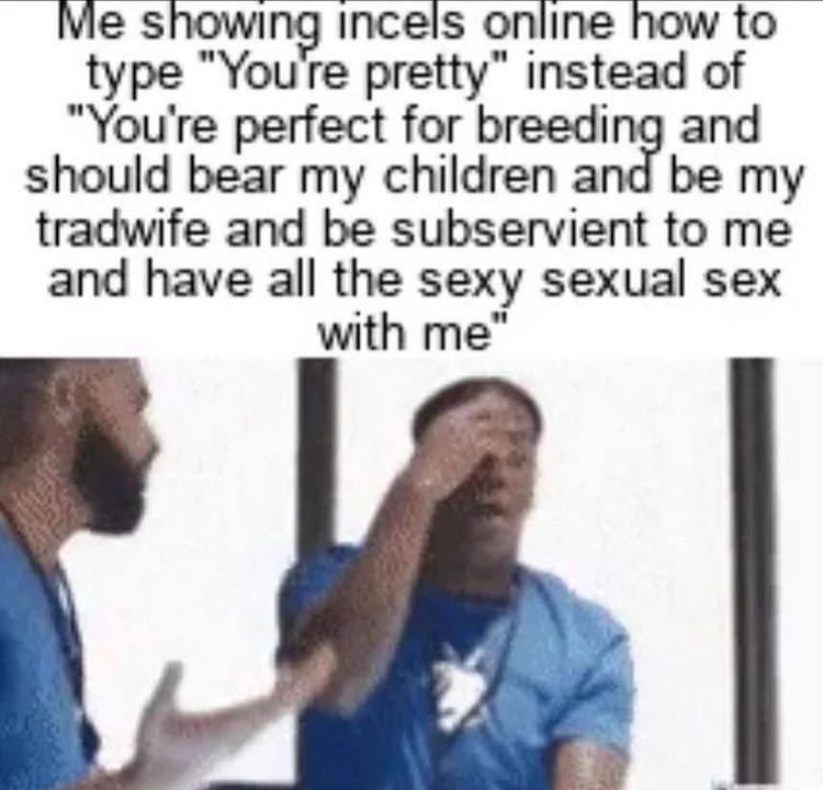 showing online how to type “Youre pretty” instead of “You're perfect for and should bear my children and be my tradwife and be subservient to me and have all the sexy sexual sex with