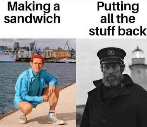 Making а Putting sandwich all the stuff back