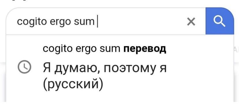 cogito ergo зит cogito ergo sum перевод поэтому a (русский)
