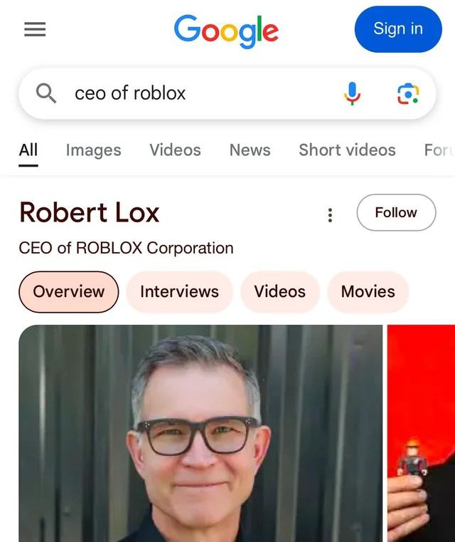 Google О сео of roblox Images Videos News Short videos Robert Lox CEO of ROBLOX Corporation Interviews Videos Movies