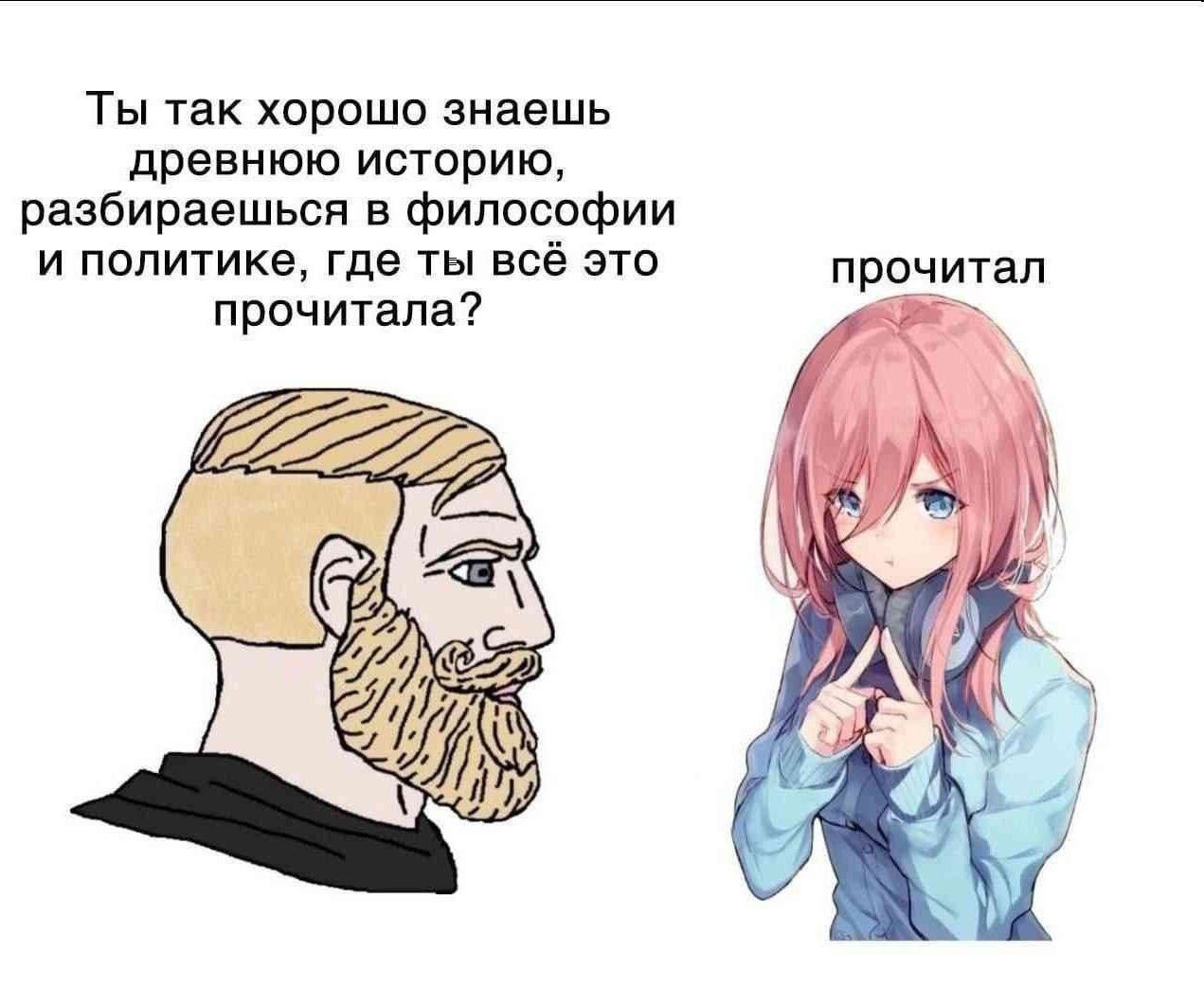 Ты так хорошо знаешь древнюю историю, разбираешься в философии и политике, где ты всё это прочитал прочитала? A
