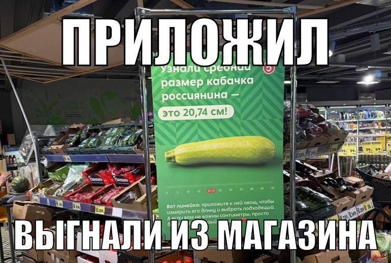 ПРИЛОЖИЛ и кабачка 4 A aN ned овощ, чтобы Bor приложит ero брать вожны сантиметры, ВЫГНАЛИ И 3