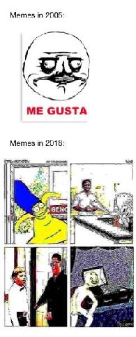 Memes in 2005: ME GUSTA Memes in 2018: CTR or 2: GENG vet.