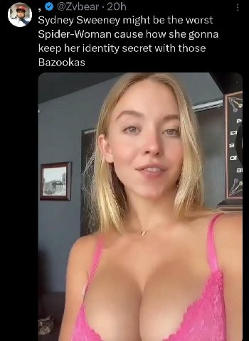 @Zvbear Sydney Sweeney might be the worst Spider-Woman cause how she gonna keep her identity secret with those Bazookas
