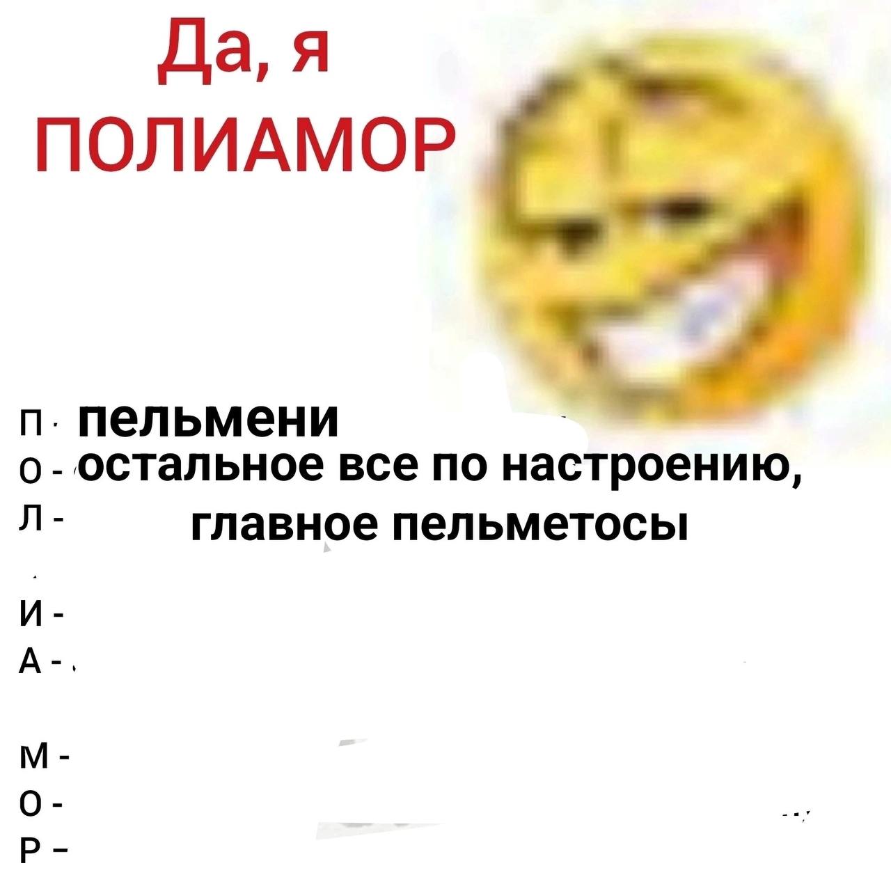 Да, я ПОЛИАМОР пельмени о остальное все по настроению главное пельметосы