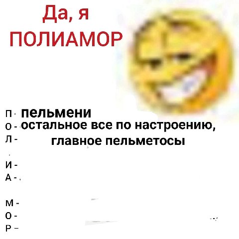 Да, я ПОЛИАМОР пельмени о остальное все по настроению главное пельметосы