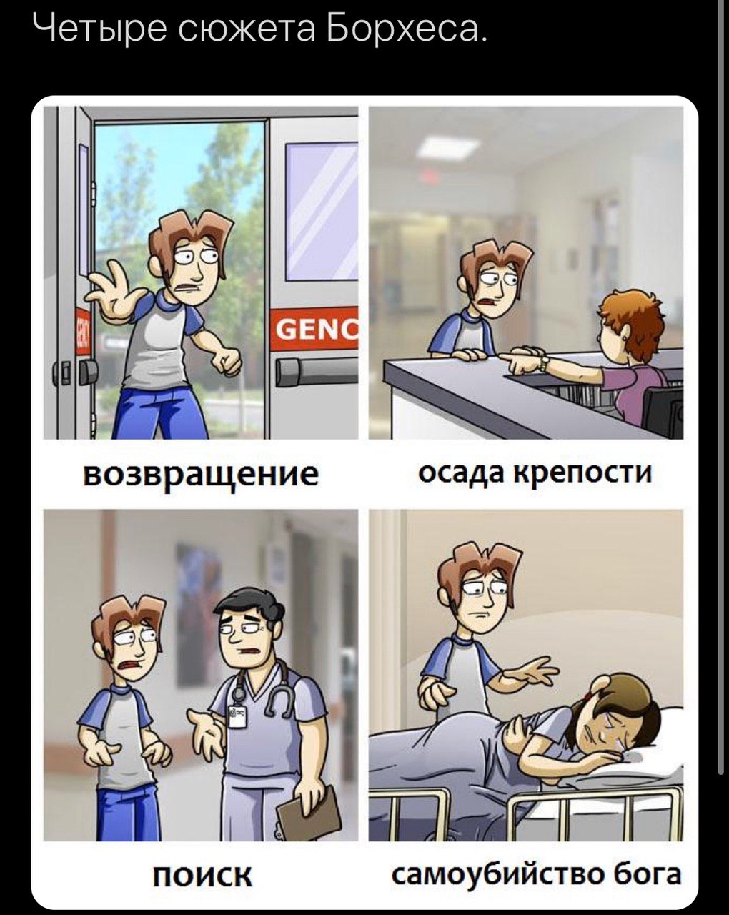Четыре сюжета Борхеса. 37 GENG A возвращение осада крепости A ПОИСК самоубийство бога