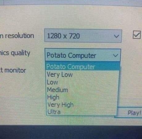 resolution 1280 20 quality Very Low Loy 3 Medium Very High Play!