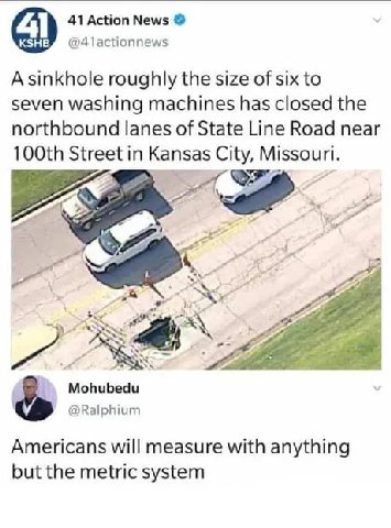 41 Action News Asinkhole roughly the size of six to seven washing machines has closed the northbound lanes of State Line Road near Street in Kansas City, Missouri. or A Mohubedu @Ralphium Americans wi