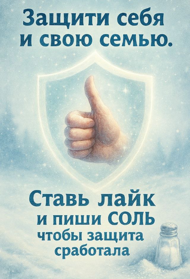Защити себя и свою семью. Ставь лайк и пиши СОЛЬ чтобы защита сработала
