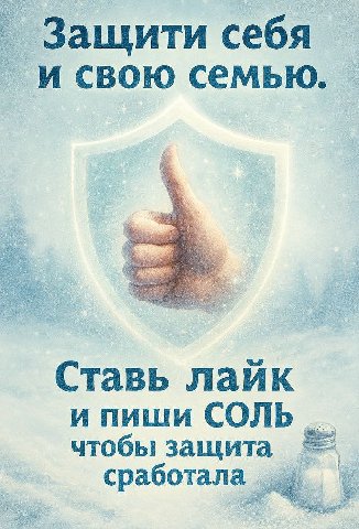 Защити себя и свою семью. Ставь лайк и пиши СОЛЬ чтобы защита сработала