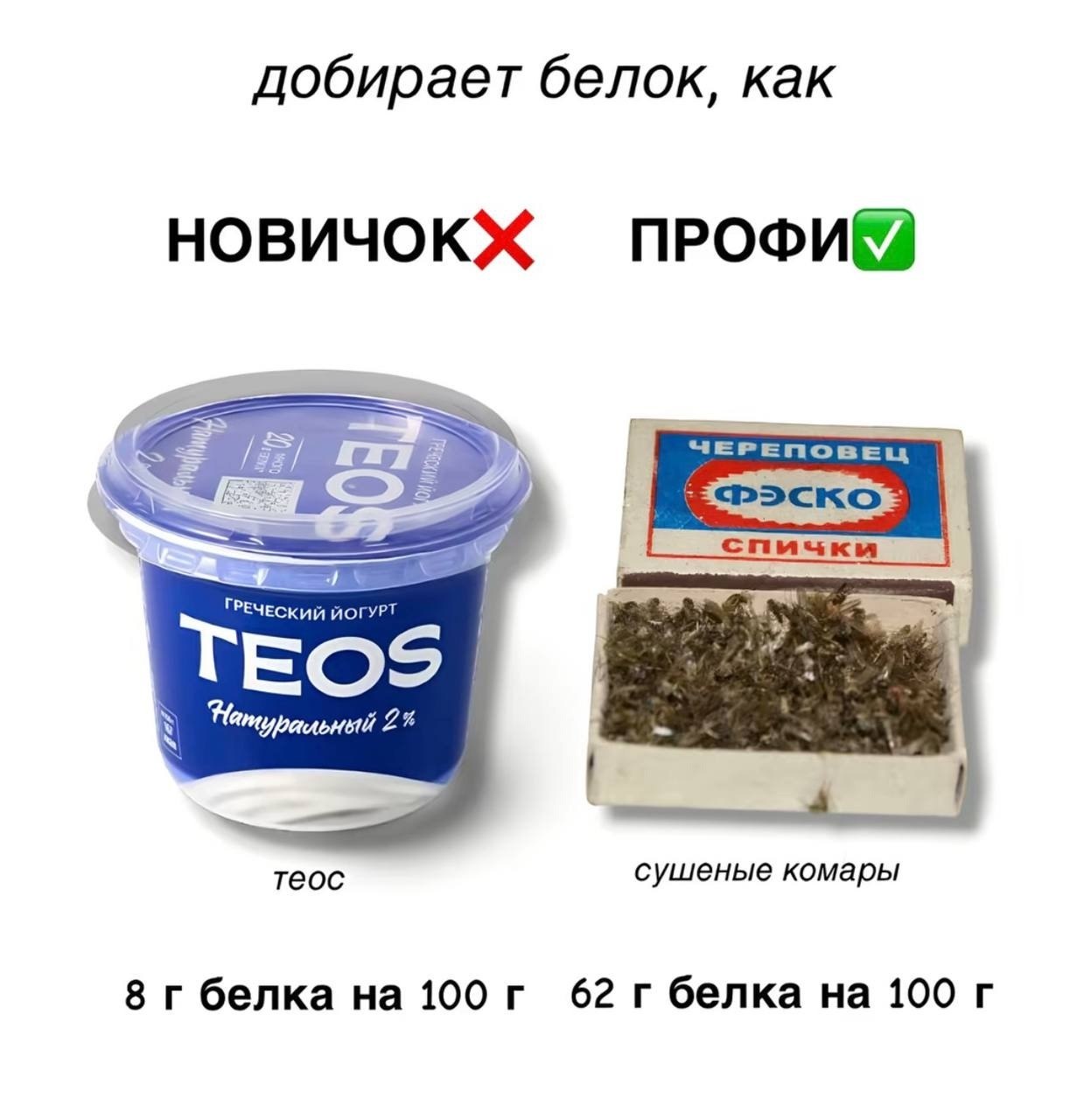 добирает белок, как НОВИЧОКЖ ЧЕРЕПОВЕЦ А 2% теос сушеные комары 8 белка на 100 62 белка 100