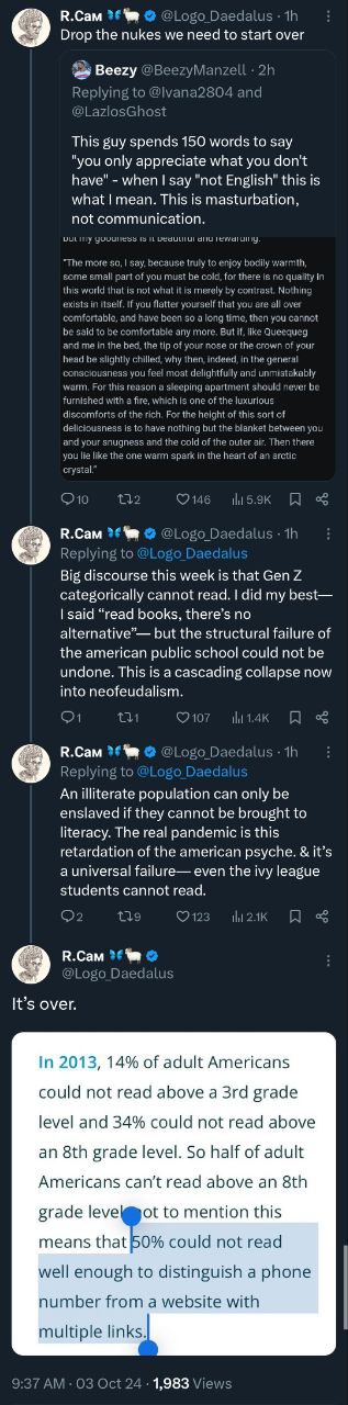 В.Сам @Logo Daedalus Drop the nukes we need to start over 5 Beezy 21 Replying to @lvana2804 and @LazlosGhost This guy spends 150 words to say "you only appreciate what you don't have" when say “not En