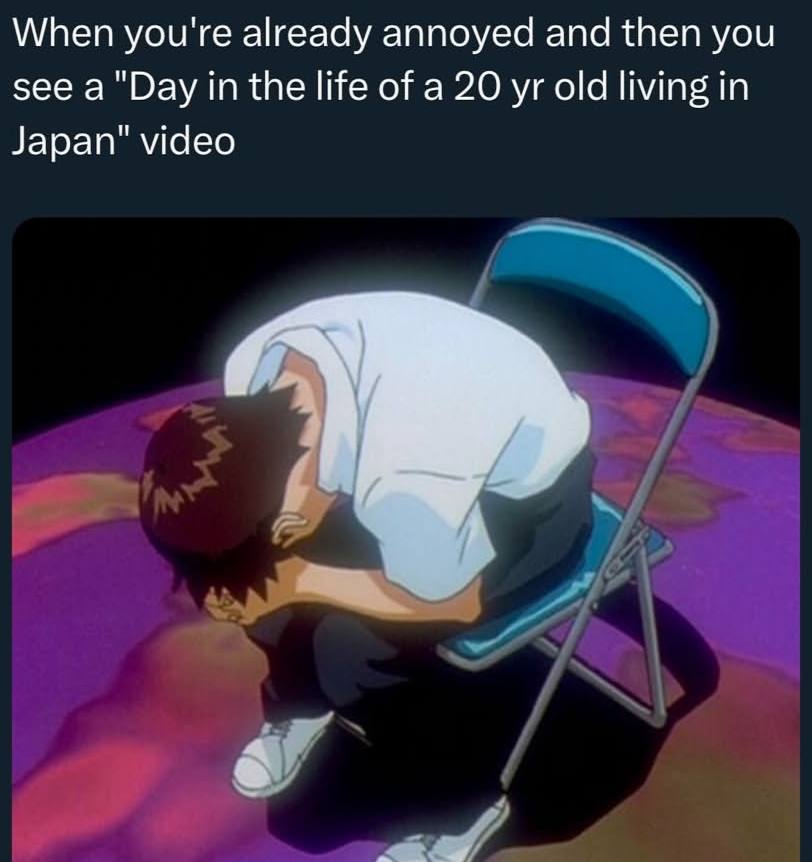 When you're already annoyed and then you see a "Вау in the life of a 20 old living in Japan" video