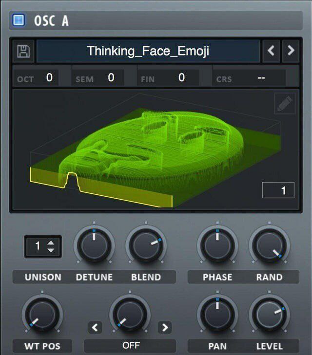 О OSC A Thinking_Face_Emoji 0 0 0 1% UNISON DETUNE BLEND PHASE RAND POS OFF PAN LEVEL