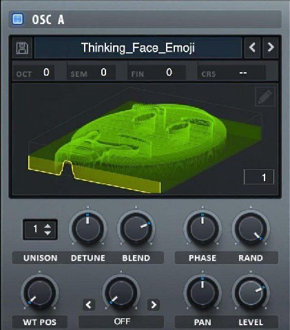 О OSC A Thinking_Face_Emoji 0 0 0 1% UNISON DETUNE BLEND PHASE RAND POS OFF PAN LEVEL