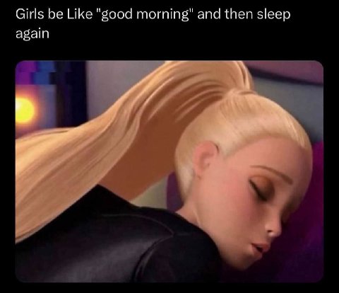 Girls be Like "good morning" and then sleep again