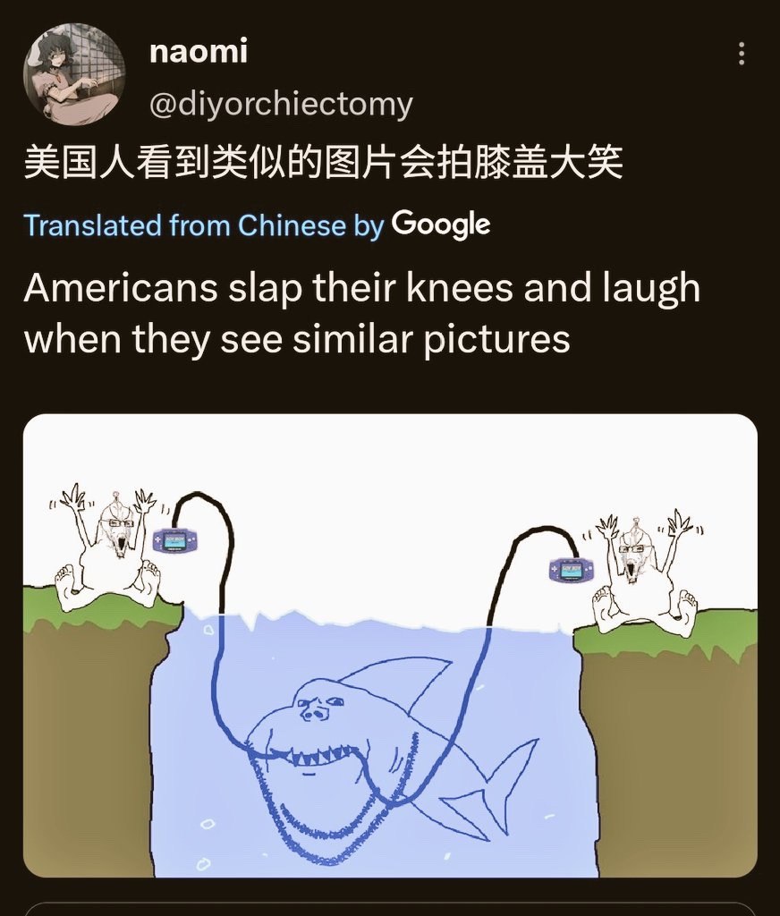 naomi @diyorchiectomy Translated from Chinese Google Americans slap their knees and laugh when they see similar pictures
