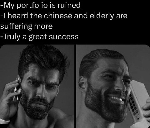 portfolio is ruined heard the chinese and elderly are suffering more -Truly a great success