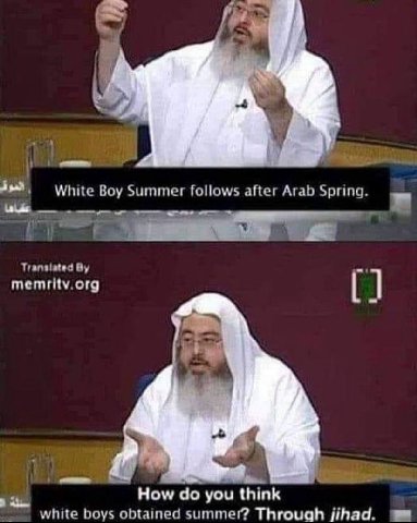 а Boy Summer follows after Arab Spring. memritv.org у 4 How you think white boys obtained summer? Through jihad.