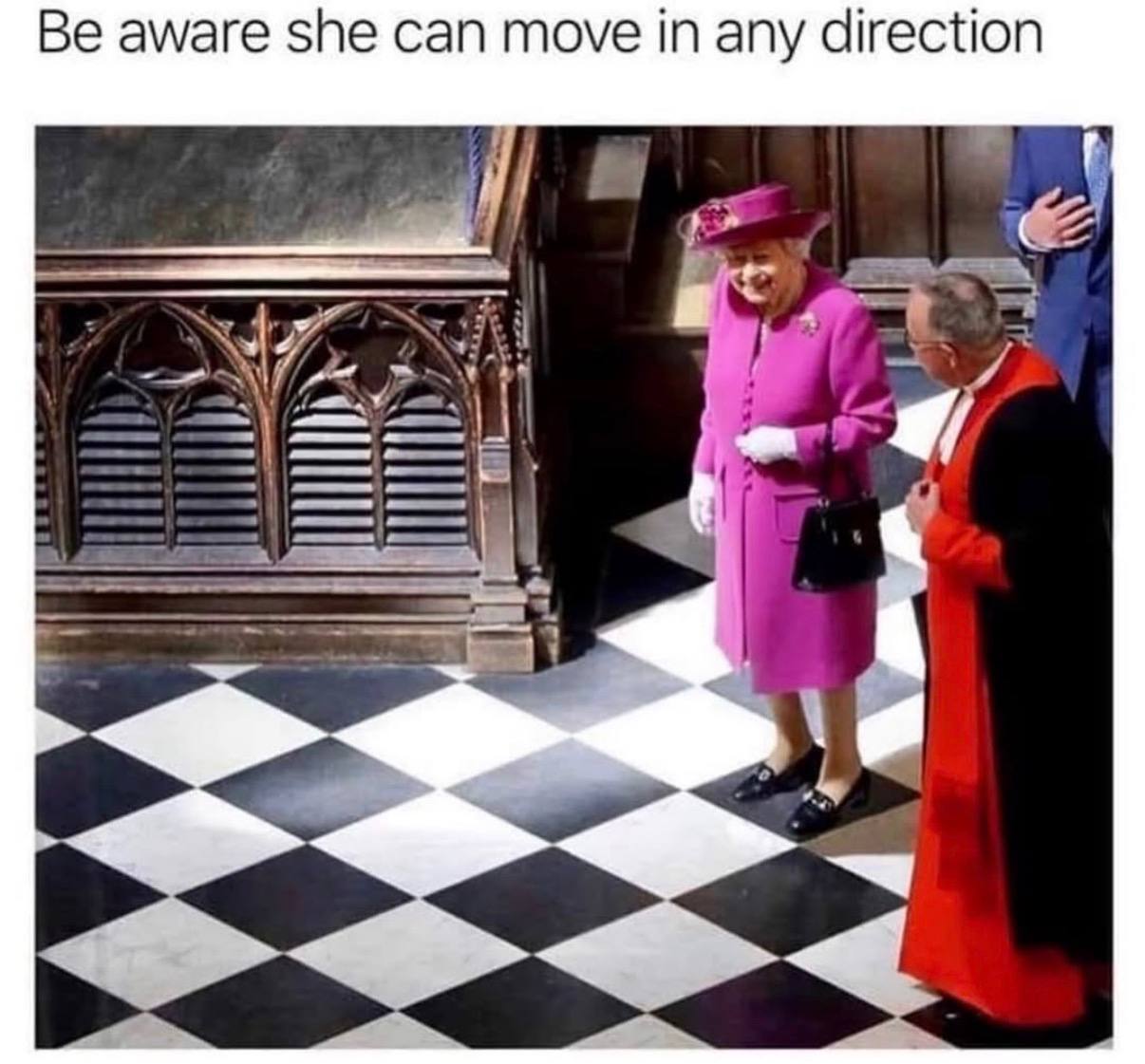 aware she can move in any direction