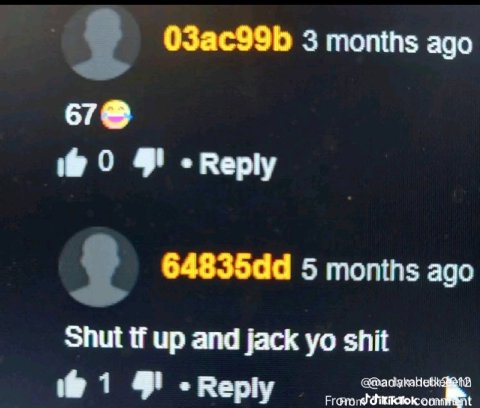 ОЗас99Ь 3 months ago 678 4! 6483544 5 months ago Shut up and jack shit 1 4! -Reply Frorord