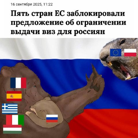 16 сентября 2025, 11:22 Пять стран заблокировали предложение 06 ограничении выдачи виз для россиян