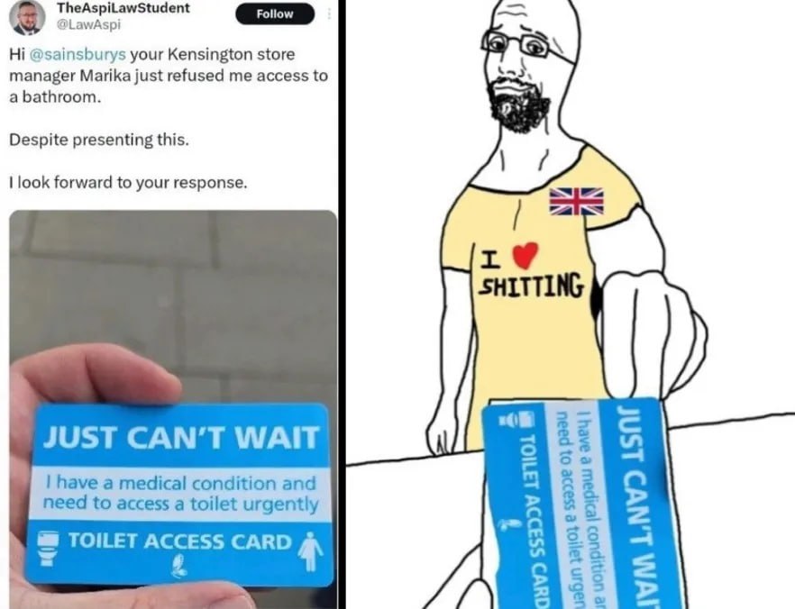 TheAspiLawStudent @LawAspi @sainsburys your Kensington store manager Marika just refused me access to a bathroom. Despite presenting this. look forward to your response. =I SHITTING «в JUST WAIT 5 hav