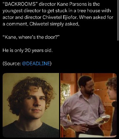 “ВАСККООМ$” director Kane Parsons is the youngest director to get stuck in a tree house with actor and director Chiwetel Ejiofor. When asked for Chiwetel simply asked, “Kane, where’s the door?” He is 
