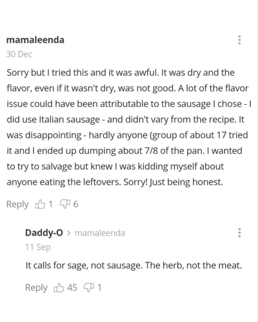 mamaleenda Dec Sorry but tried this and it was awful. It was dry and the flavor, even if it wasn't dry, was not good. A lot of the flavor issue could have been attributable to the sausage chose did us