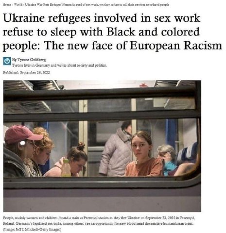 Home World War Puts Refugee Women in peril of sex work, yet they refuse to sell their services to colored Ukraine refugees involved in sex work refuse to sleep with Black and colored people: The new f