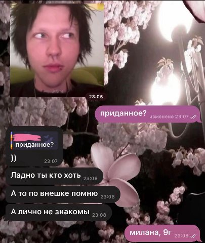 <4 23:05 приданное? изменено приданное? Ладно ты кто хоть А то по внешке помню А лично не знакомы милана, 23:08