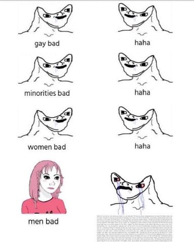 haha gay bad haha minorities bad women bad haha men bad