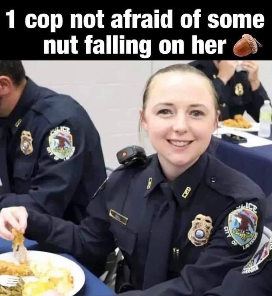 1 сор not afraid of some nut falling on her