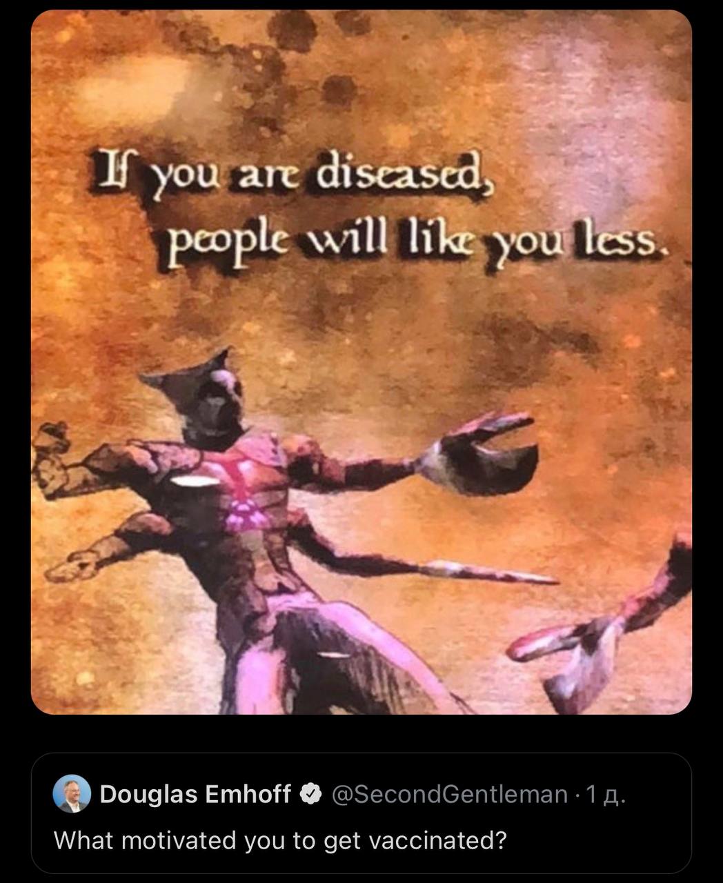 yOu атс discased css people will like you we а Douglas Emhoff What motivated you to get vaccinated?