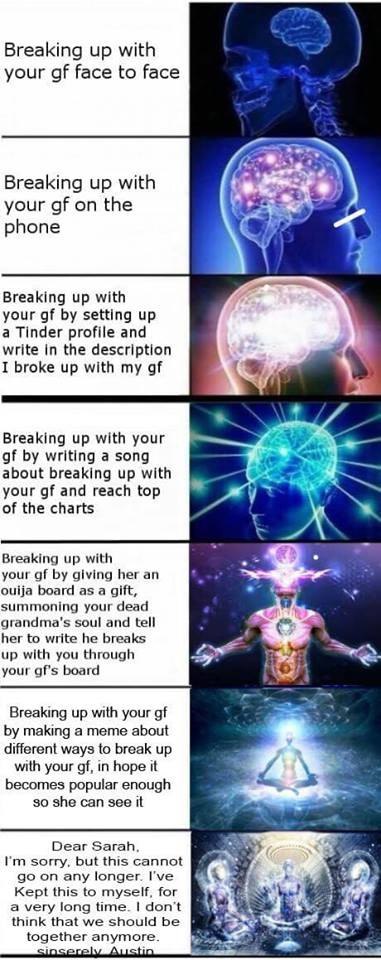 Breaking up with your of face to face Breaking up with your on the a phone Breaking up with your setting up a Tinder profile and write in the description I broke up with my of 7 Breaking up with your 