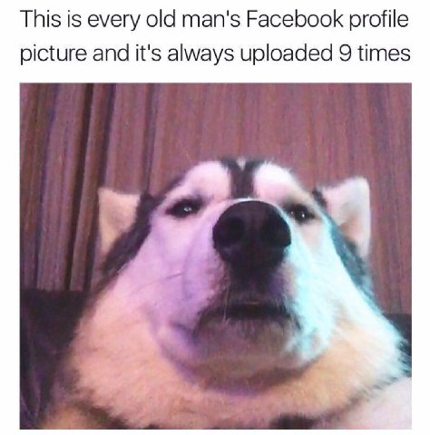 This is every old man's Facebook profile picture and it's always uploaded 9 times