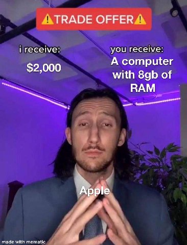 TRADE OFFER i receive: you receive: A computer $2,000 with of ВАМ made with mematic