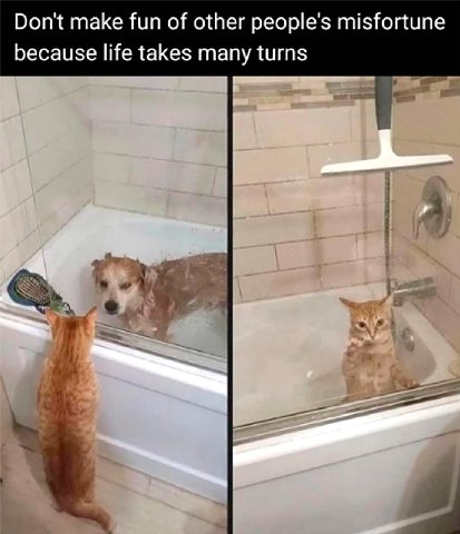 Don't make fun of other people's misfortune because life takes many turns