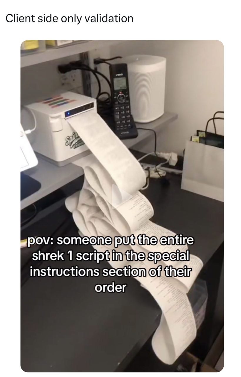 Client side only validation pov: entire shrek 1 instructions order