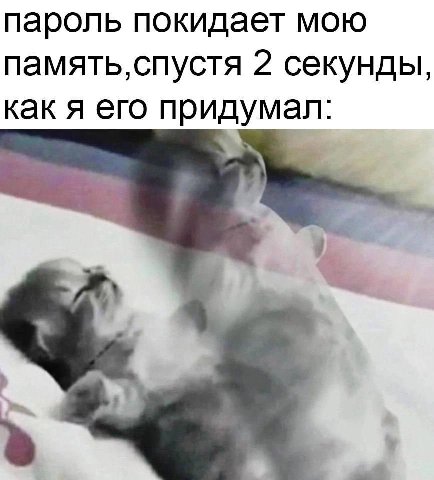 пароль покидает мою память, спустя 2 секунды, как я его придумал: в.