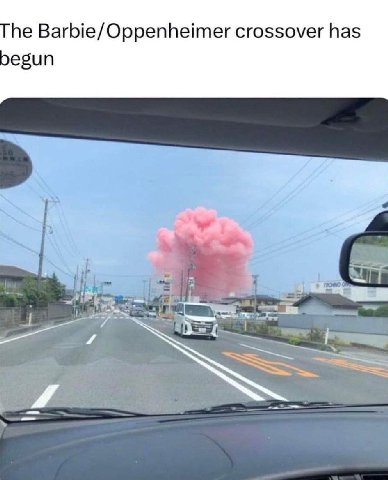 he Barbie/Oppenheimer crossover has pegun