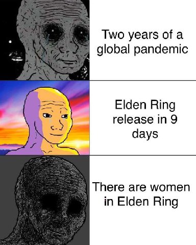 Two years ofa global pandemic Elden Ring release in 9 days There are women in Elden Ring