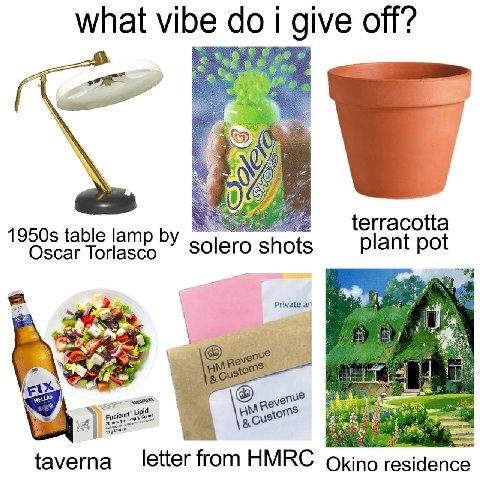what vibe give off? a” terracotta table lamp Oscar Torlasco plant pot solero shots Private 14 far env? Lipid cust? taverna letter from HMRC