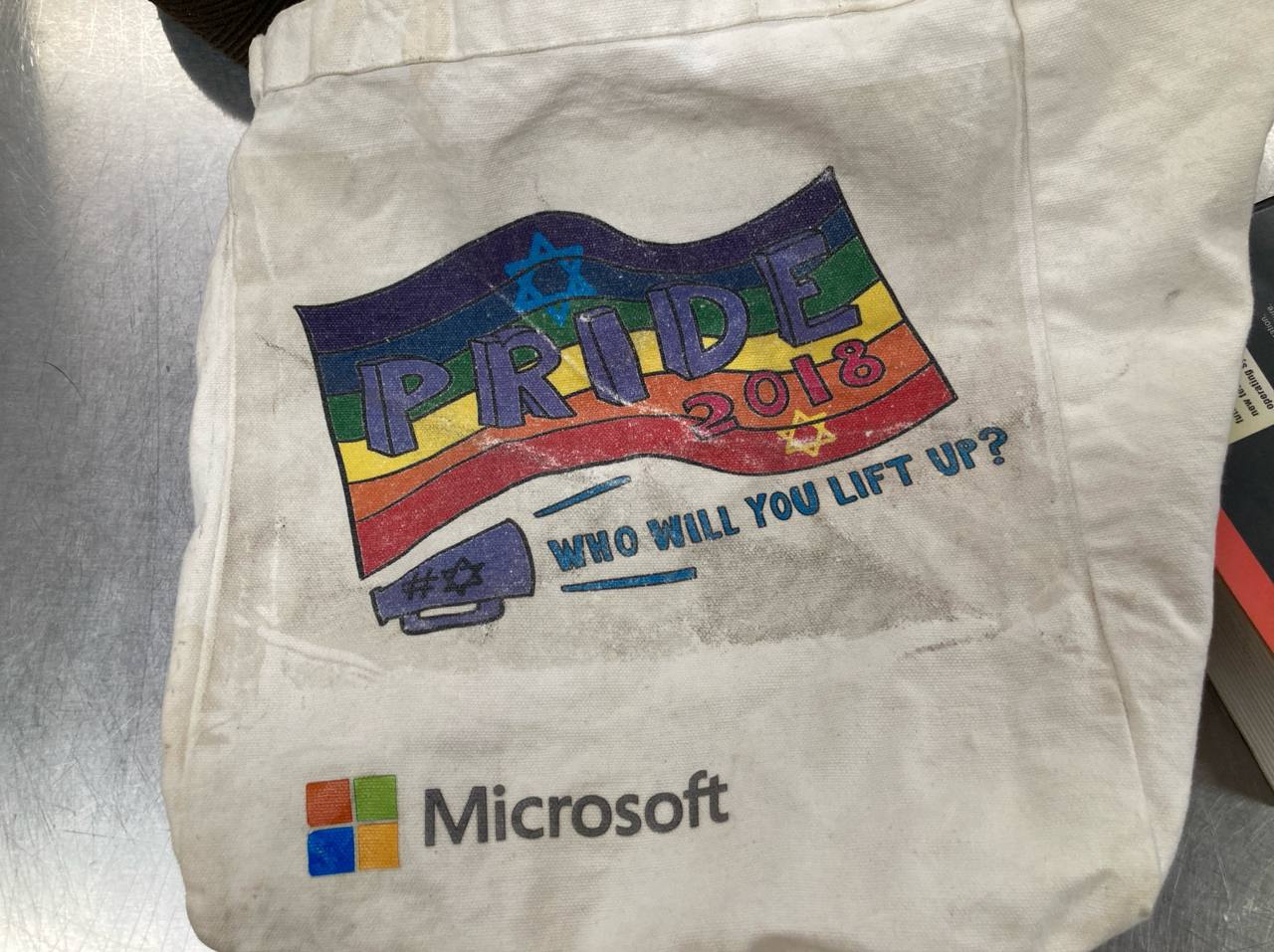 this is my 2018 israel microsoft pride bookbag i took from gaza citizen